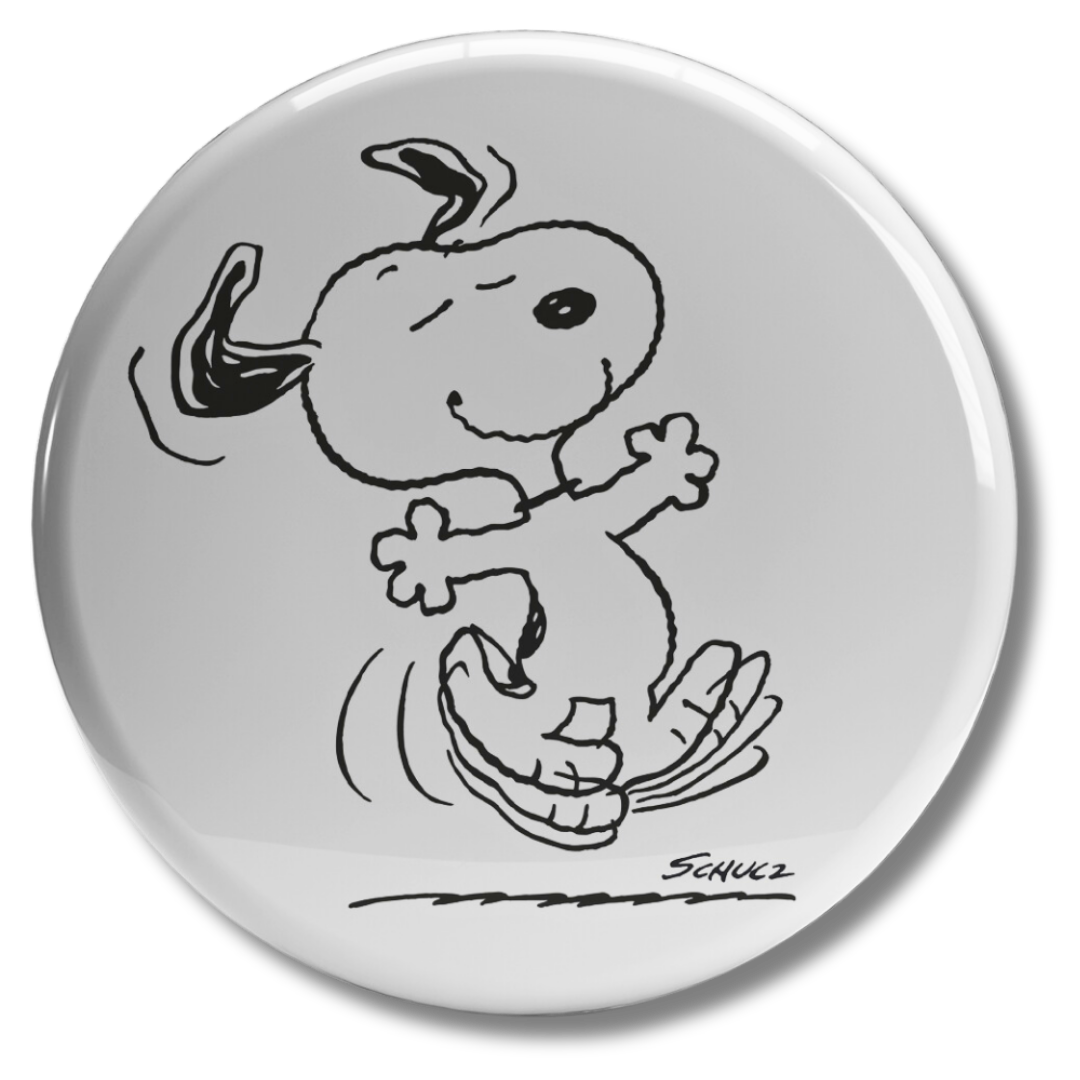Adesivo Snoopy felice in danza, bollino collezionabile Peanuts