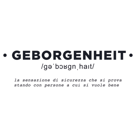 Sticker Arte da parete "Geborgenheit" che evoca sicurezza e amore in un design minimalista - perfetto per la decorazione moderna della casa.