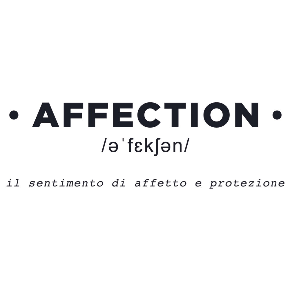 Adesivo murale 'AFFECTION' con etimologia e significato in italiano, per un tocco emotivo nell'arredo casa.