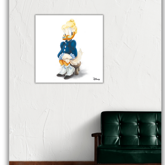 Ambientazione Quadro Stampa artistica affettuosa di Nonna Papera, un'icona Disney classica, disponibile su tela e carta eco, ideale per una casa piena di calore.