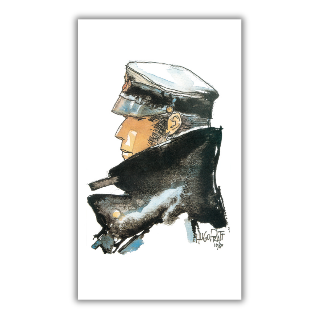 Quadro Serigrafia originale 'Il profilo di Corto Maltese' di Hugo Pratt, arte da collezione per gli amanti del mare e dell'avventura.