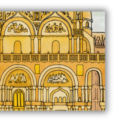 Dettaglio quadro Passeggiata artistica in bianconero e a colori davanti alla Basilica di San Marco a Venezia, perfetta sintesi di storia e bellezza.