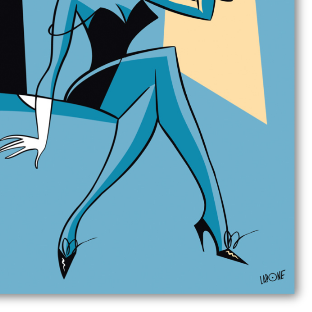 Dettaglio quadro con Una donna elegante in abito nero che regge una flûte di champagne, in "Champagne" di Antonio Lapone, un tributo allo stile e alle celebrazioni.