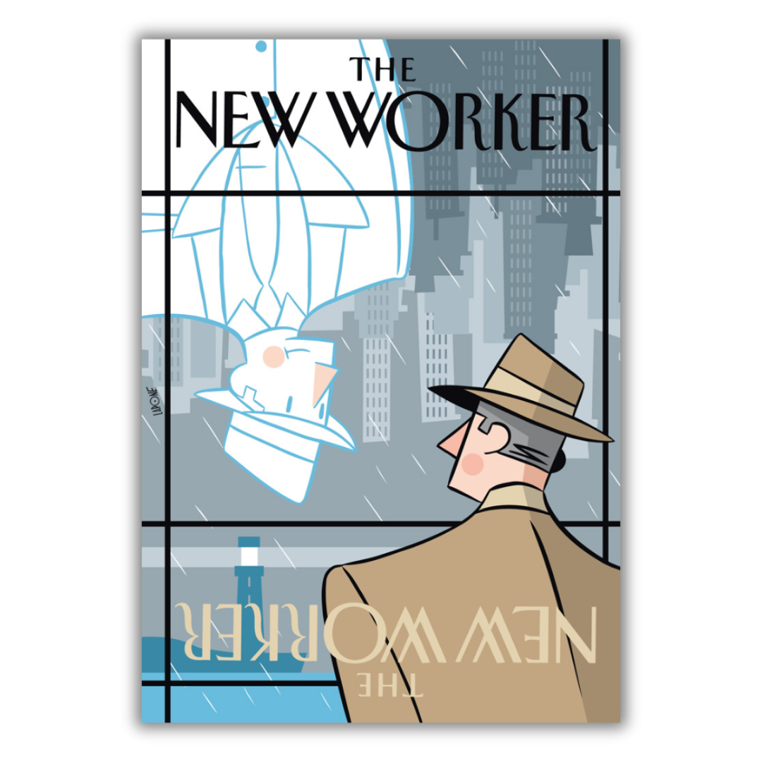 Quadro 'THE NEW WORKER' di Antonio Lapone, stile Art Deco urbano, disponibile su Mycrom.art – esclusività e fascino vintage.