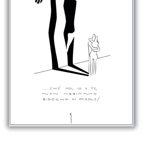 Silhouette artistica in bianco e nero di Diabolik ed Eva Kant su parete, simbolo di avventura e stile italiano dettaglio