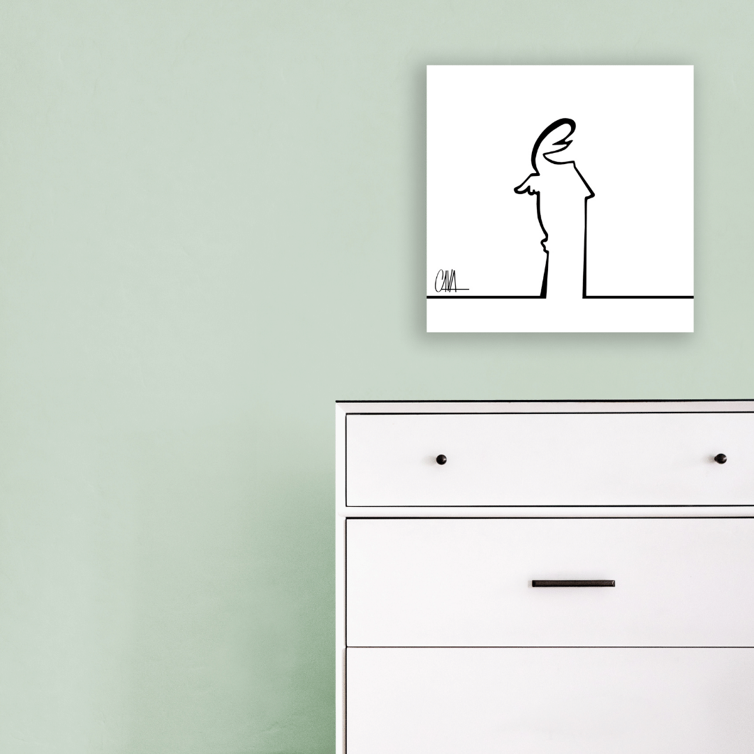 Quadro minimalista MrLINEA su parete verde