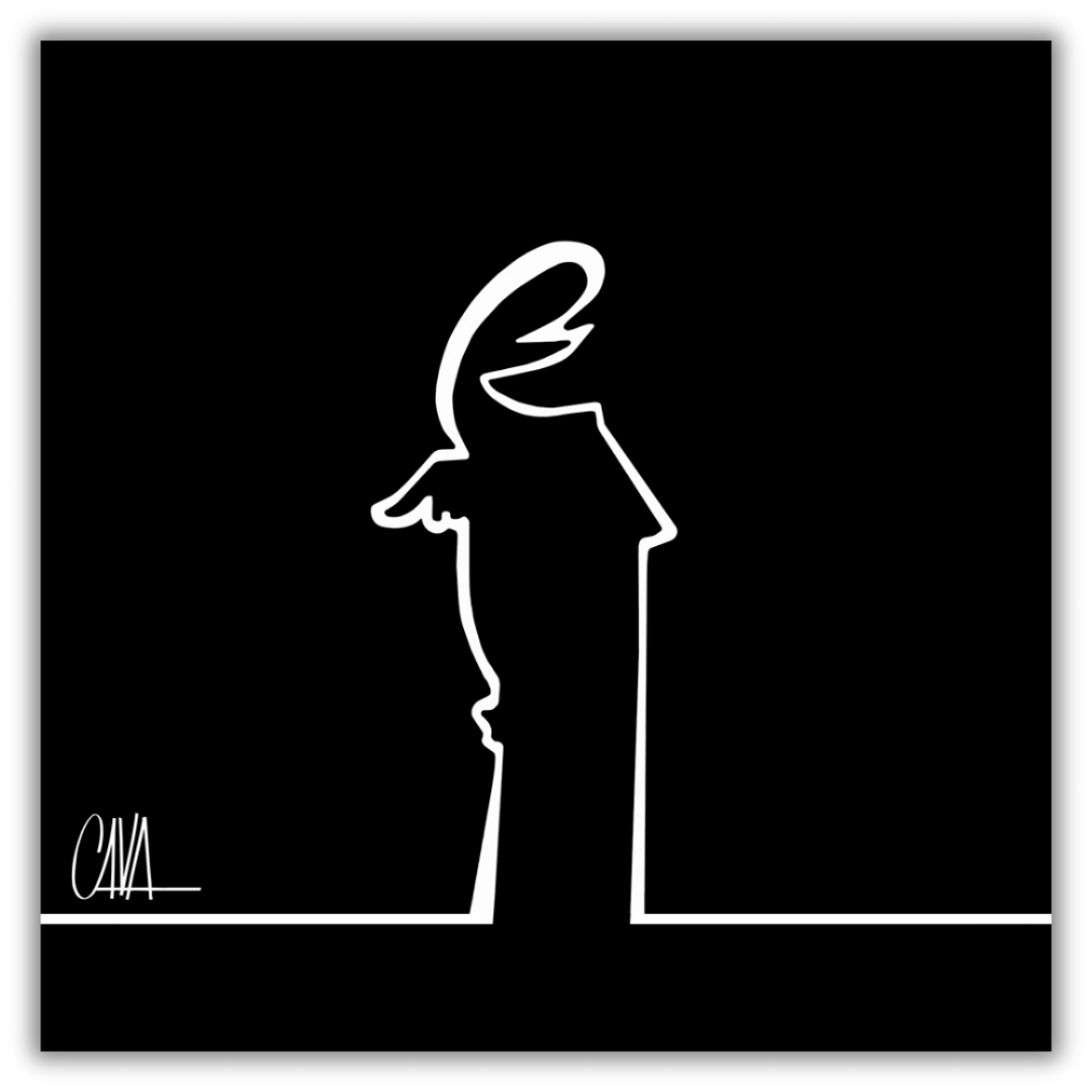 Arte minimalista MrLINEA su sfondo nero