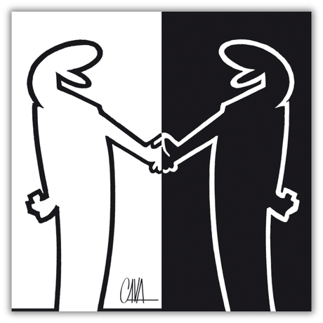 Quadro 'MrLINEA, Forza bianconeri!' di Osvaldo Cavandoli, omaggio artistico al leggendario club Juventus FC.