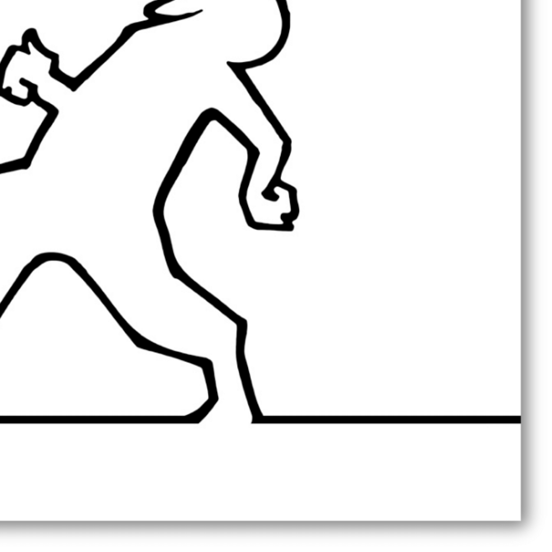 Dettaglio 'MrLINEA walking left', la rappresentazione artistica del movimento e del minimalismo firmata Cavandoli, per un tocco di classe.