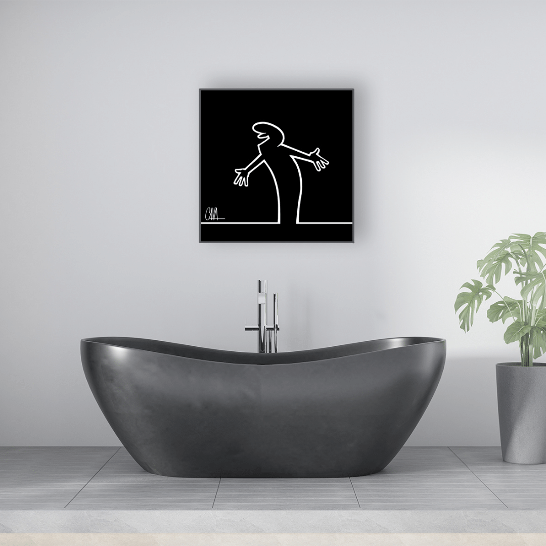 Quadro MrLINEA, ehilà!!! in bagno elegante