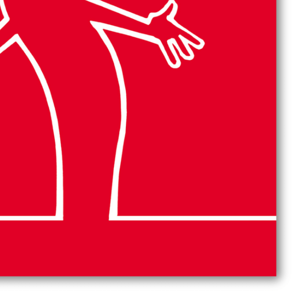 Dettaglio opera MrLINEA su sfondo rosso