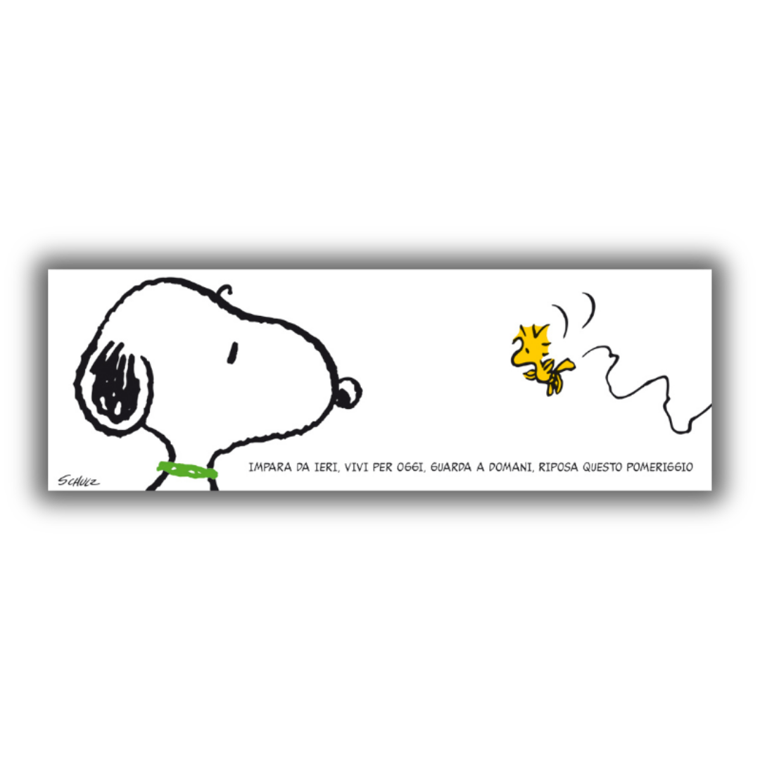 Snoopy e Woodstock con frase ispiratrice in italiano