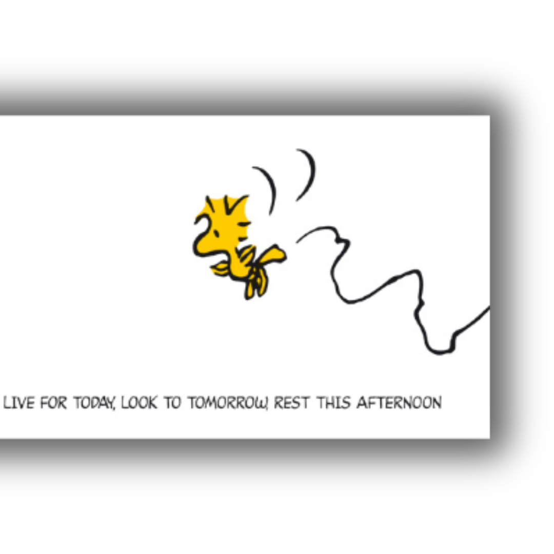 Woodstock con frase motivazionale in inglese