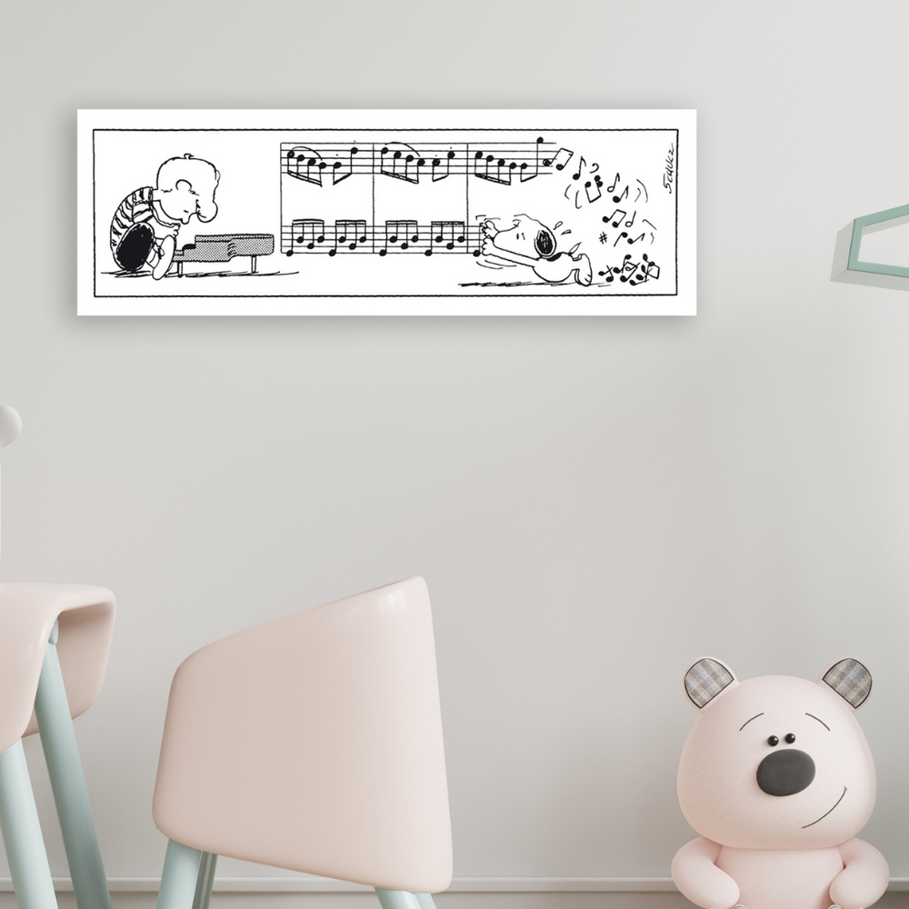 Stampa artistica di Schroeder e Snoopy in stanza dei bambini