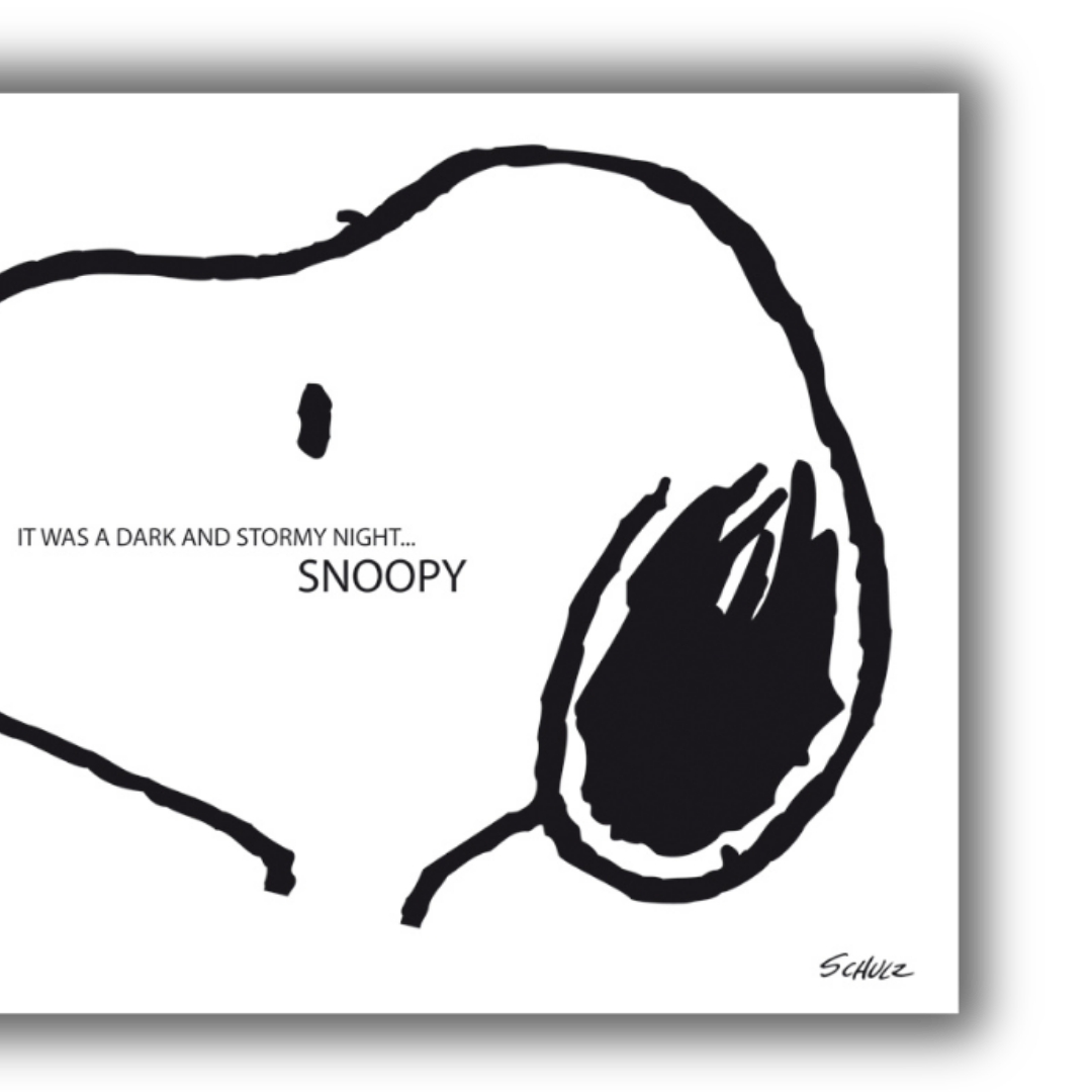 Dettaglio illustrazione Snoopy, bianco e nero