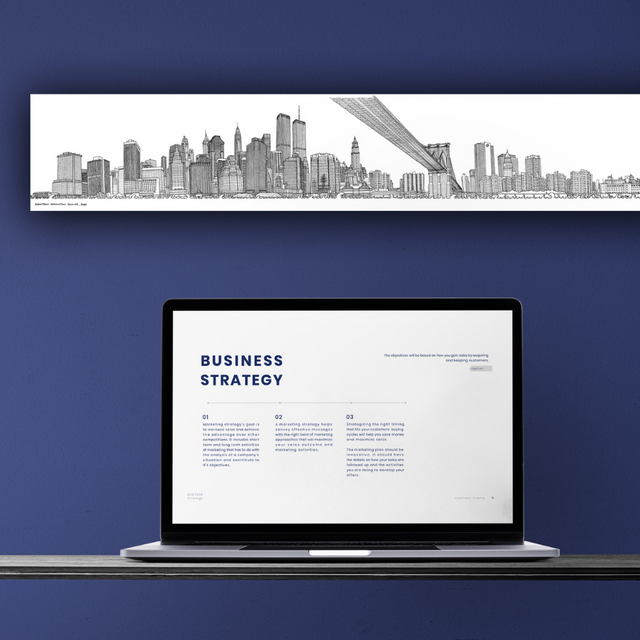 Ambientazione quadro Illustrazione a mano in bianco e nero che mostra il dettagliato skyline della parte orientale di New York, opera dell'artista Matteo Pericoli.