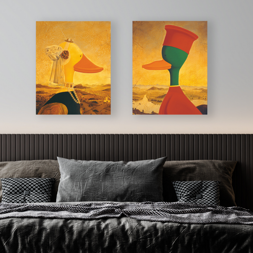Ambientazione DUCA DUCK di Rossino, stampa serigrafata numerata con design iconico, perfetta per collezionisti ed estimatori d'arte.