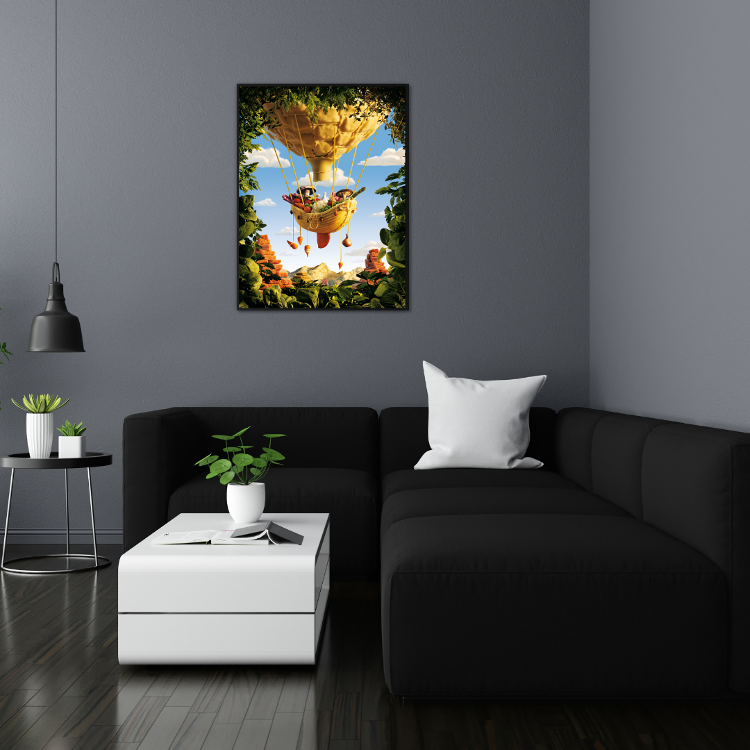 Stampa artistica 'Gondola' di Carl Warner in salotto moderno