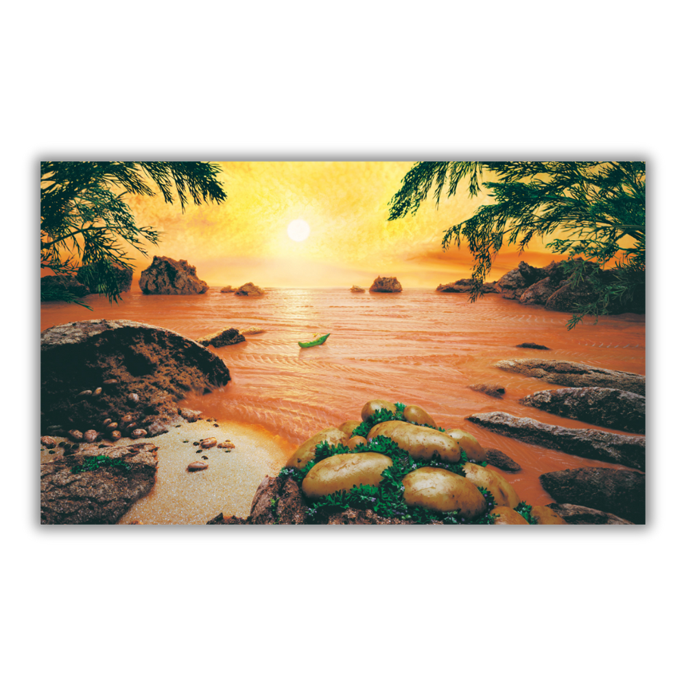 Stampa artistica Salmon Sea con tramonto tropicale e mare