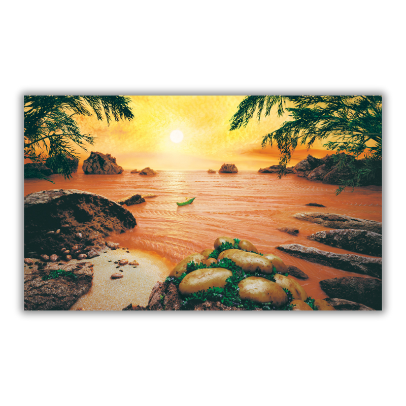 Stampa artistica Salmon Sea con tramonto tropicale e mare