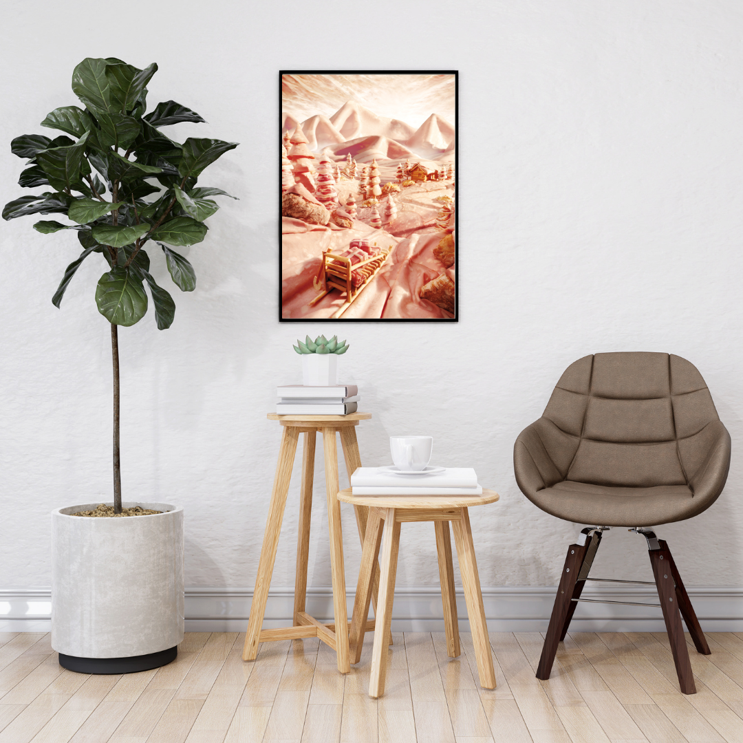 Stampa 'Salami Stream' di Carl Warner in salotto elegante