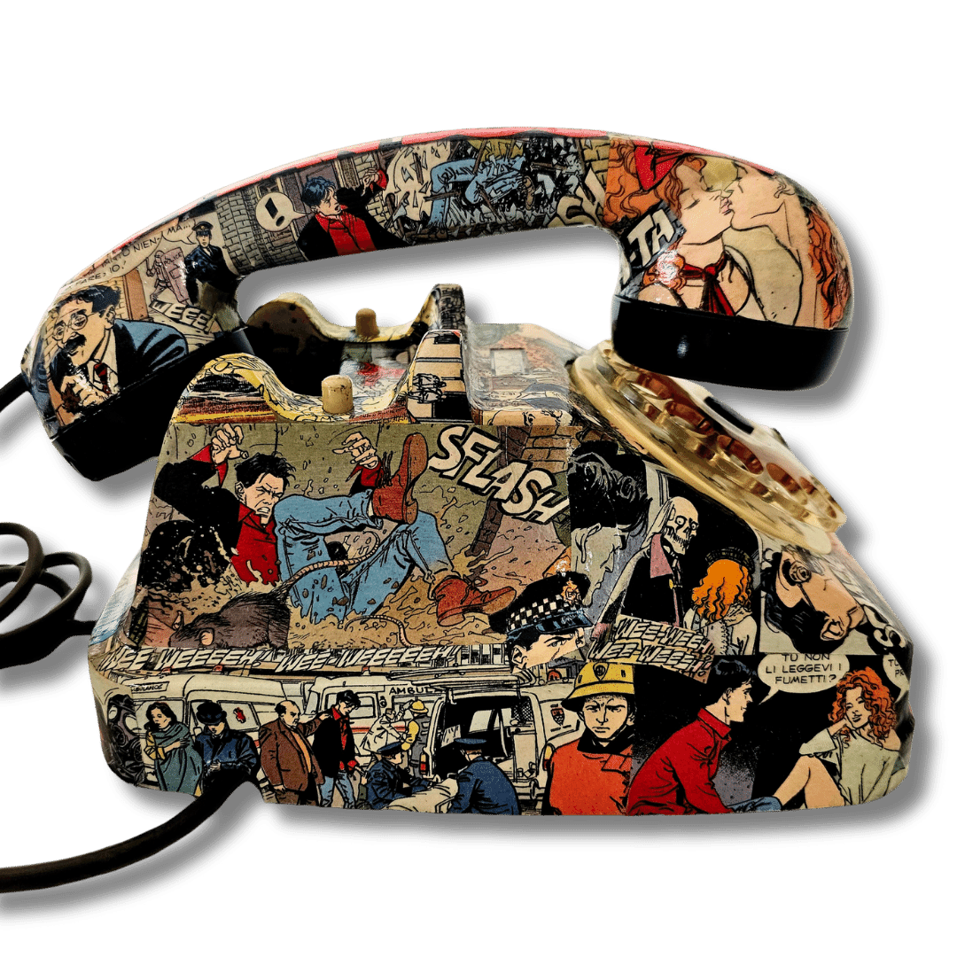 Lato del telefono Dylan Dog con illustrazioni fumettistiche