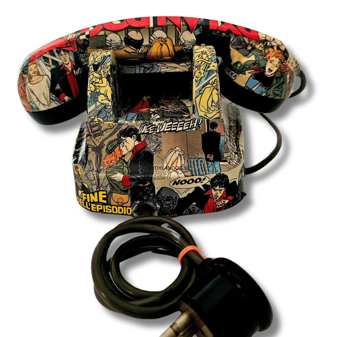 Base del telefono Dylan Dog con cavo e fumetti