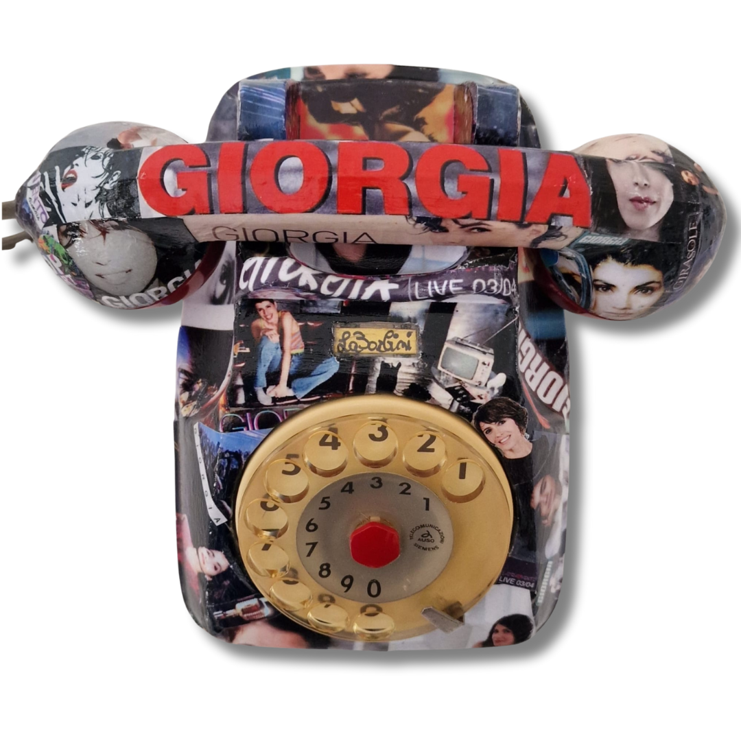 Telefono artistico vintage Giorgia con collage fotografico
