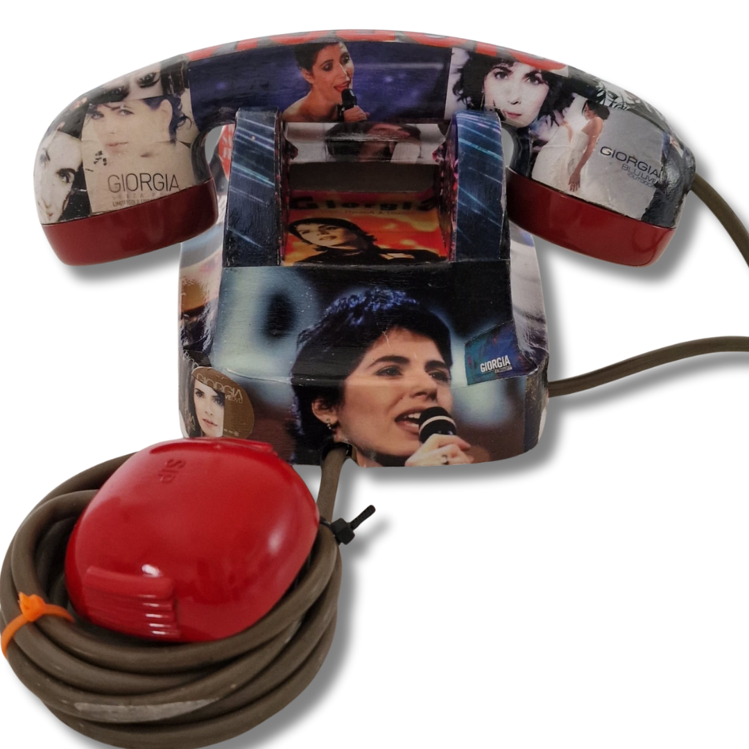 Retro telefono artistico Giorgia con immagini e cavo