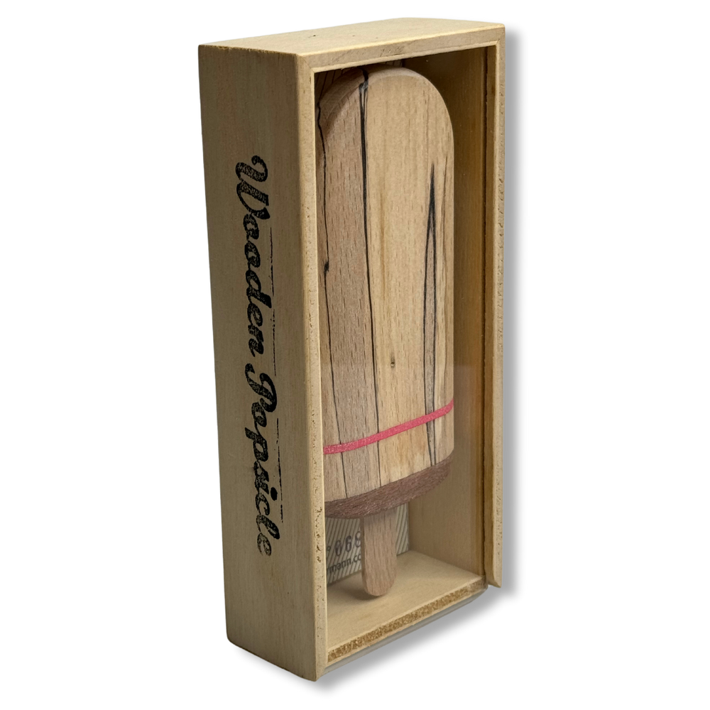 Pinguino Gelato in legno in confezione, vista laterale