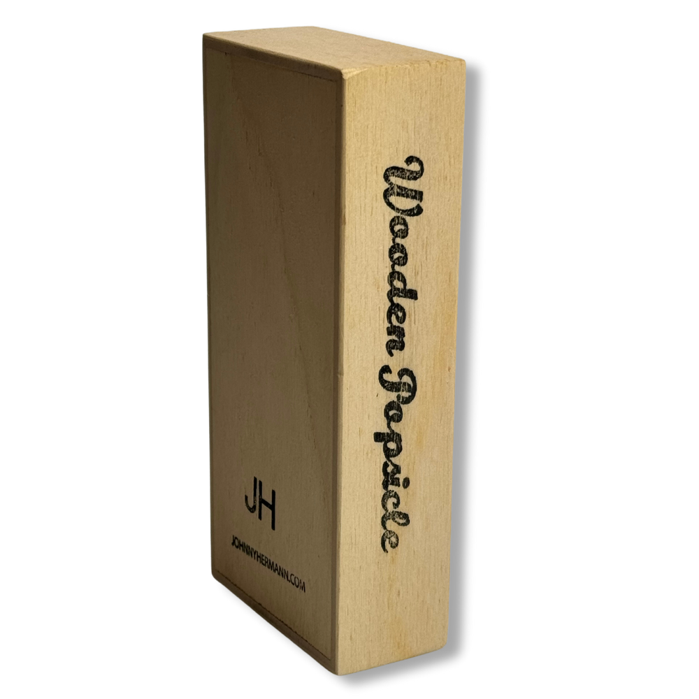 Lato della scatola con logo JH di Johnny Hermann