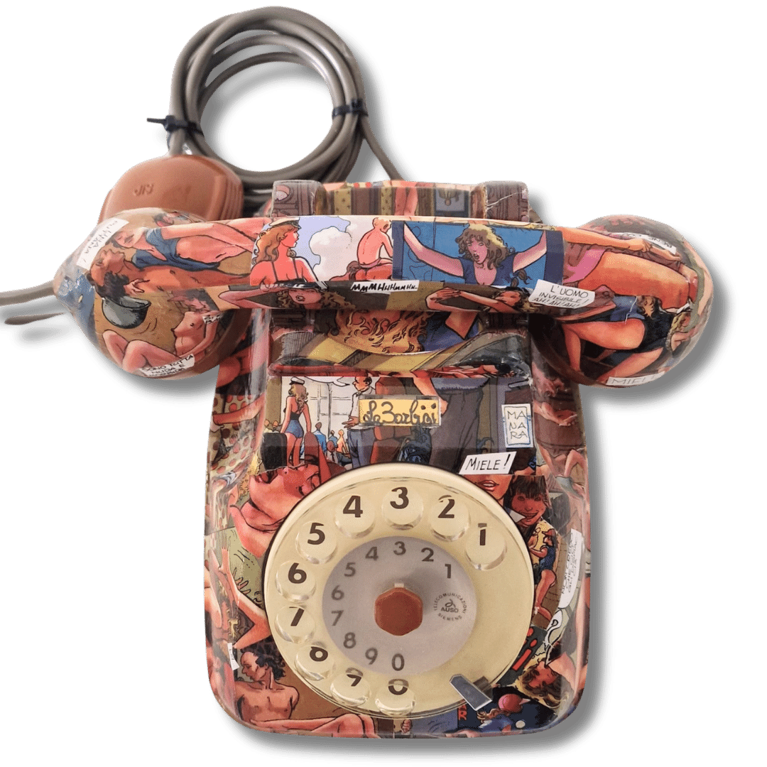 Telefono artistico Manara 1 decorato con fumetti