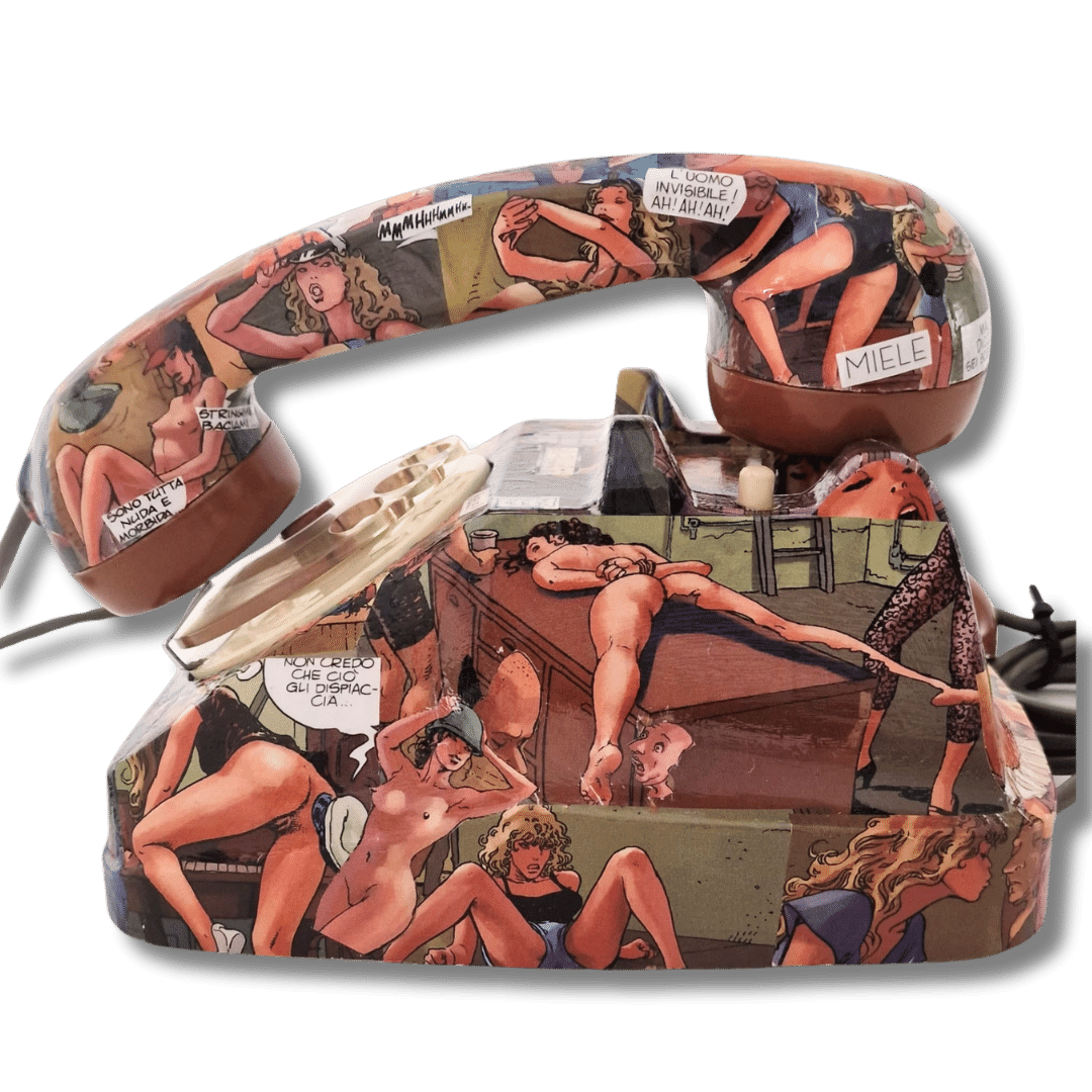 Telefono vintage Manara 1 con arte erotica