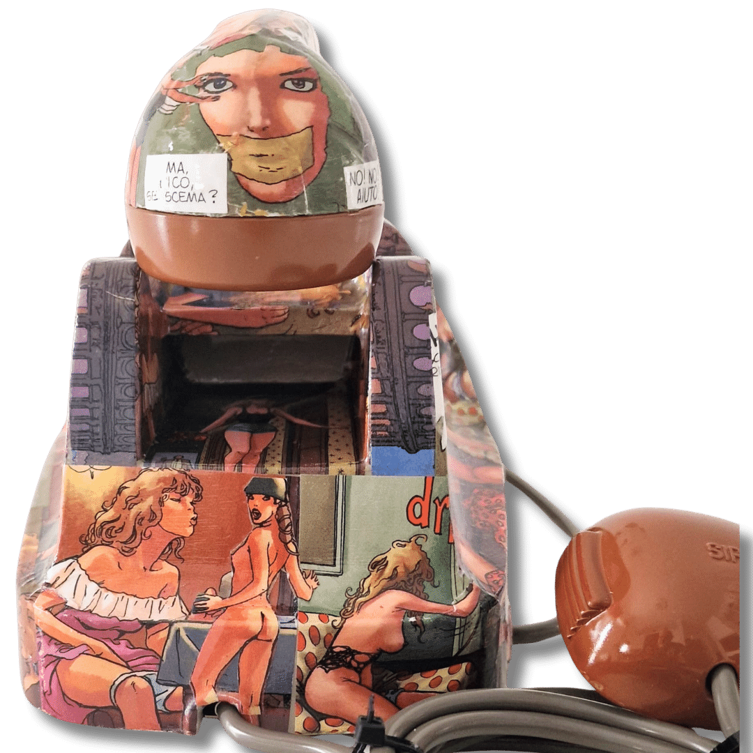 Telefono artistico Manara 1 con decorazioni retrò