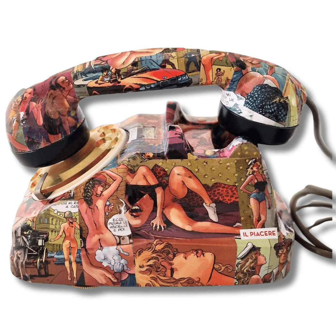 Telefono retrò Manara 2 con arte erotica