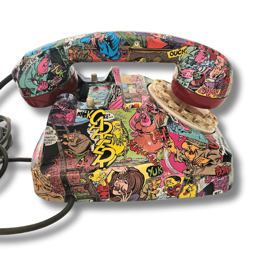 Telefono da collezione con disegni di fumetti Nick Carter