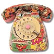 Telefono vintage Pink Panther con vignette colorate
