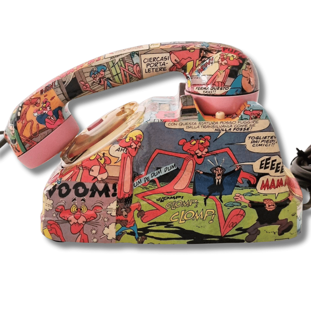 Telefono da collezione Pink Panther con fumetti
