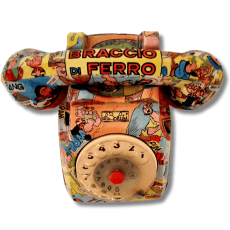 Telefono artistico Braccio di Ferro con design retrò