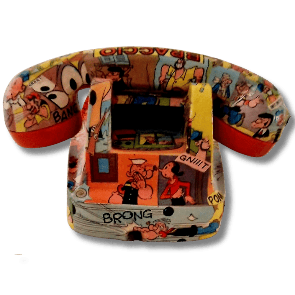 Telefono vintage con immagini di Braccio di Ferro