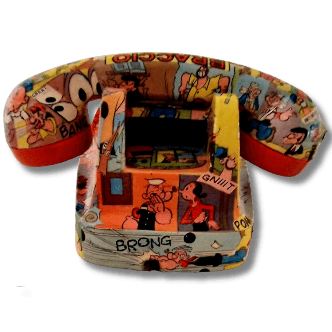 Telefono vintage con immagini di Braccio di Ferro