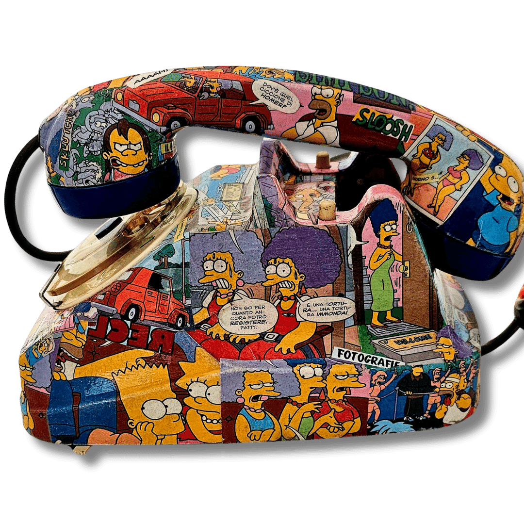 Telefono artistico Simpson con illustrazioni vivaci
