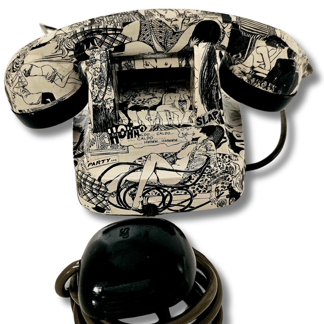 Telefono dipinto a mano Valentina con immagini fumettistiche