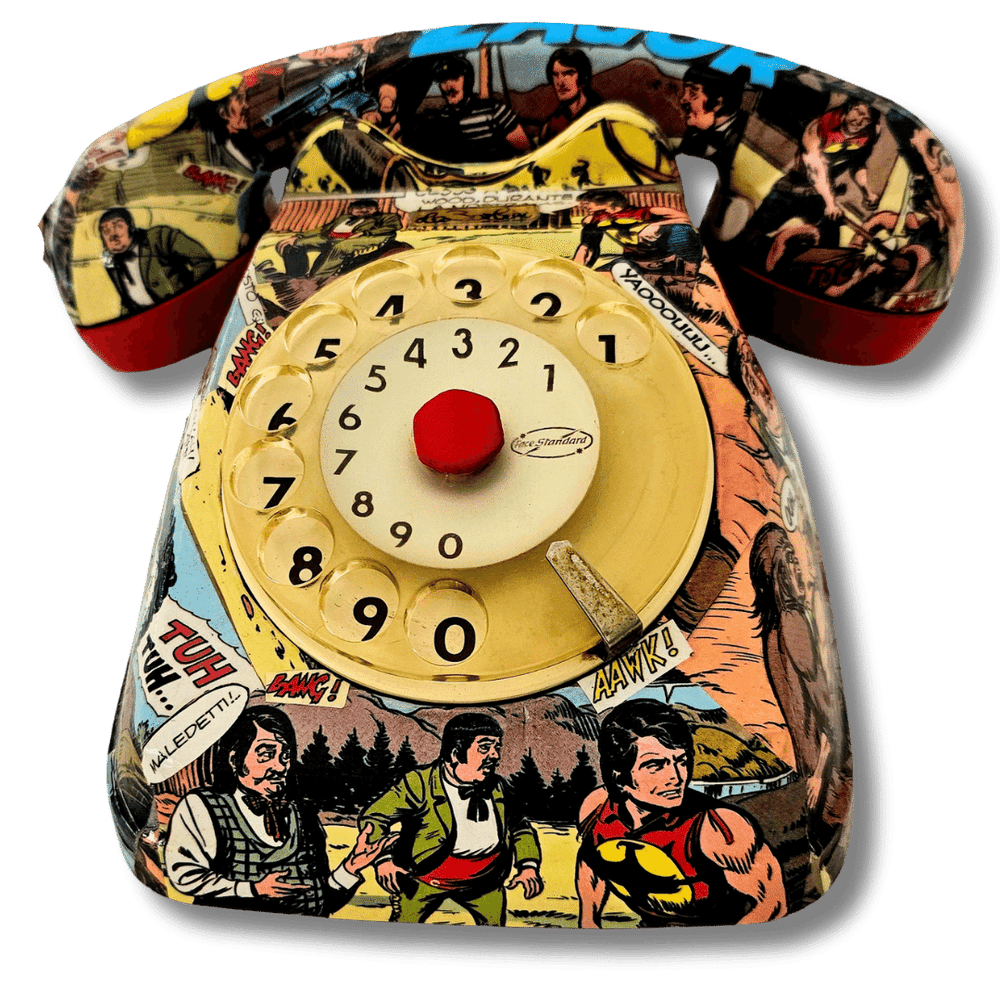 Telefono vintage ZAGOR con fumetti decorativi