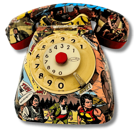 Telefono vintage ZAGOR con fumetti decorativi