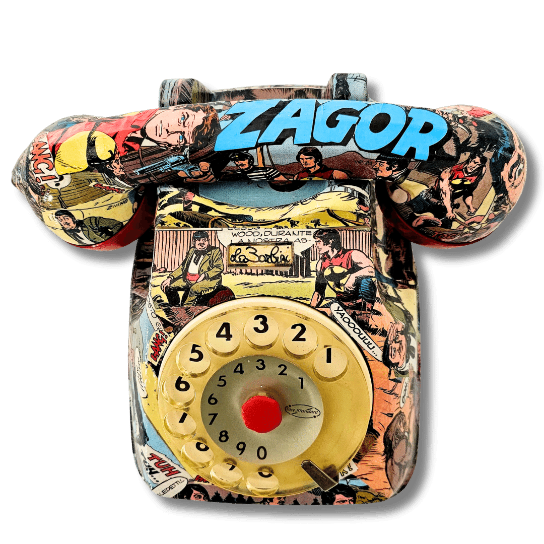 Telefono artistico ZAGOR con dettagli fumettistici