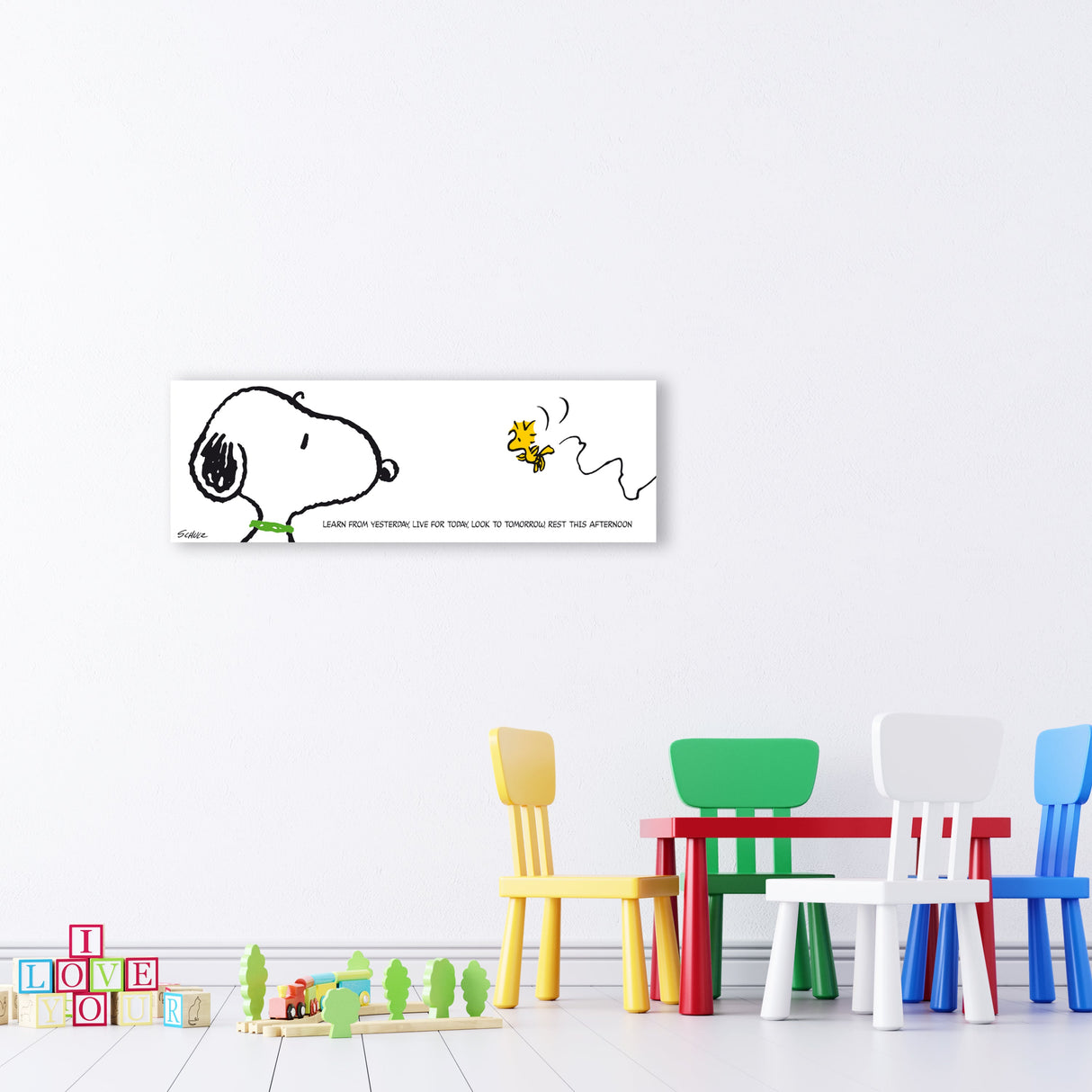 Decorazione murale Snoopy con citazione in inglese