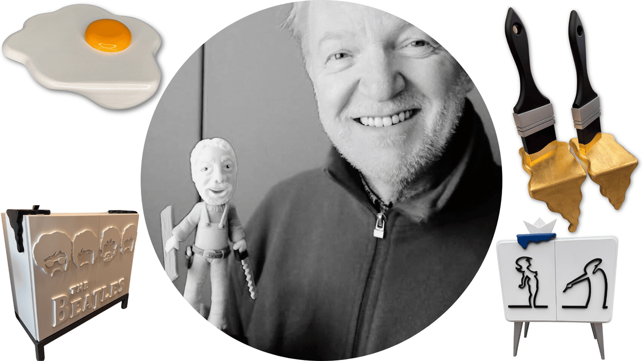 Immagine dell'artista Giantarlo circondato dai suoi oggetti