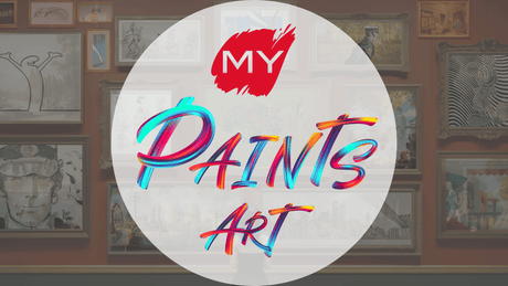 Logo di MYCROMART con scritta 'PAINTs Art' su sfondo di opere d'arte in una galleria, evidenziando una varietà di stili pittorici.