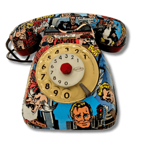 Telefono vintage Alan Ford con arte fumetti colorata